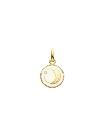 Médaille Arthus Bertrand Ma Mini Médaille Lune 10mm en or jaune et diamant
