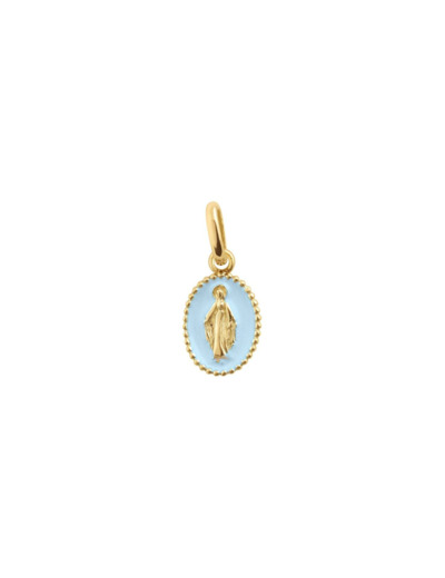 Pendentif Gigi Clozeau Madone en or jaune et résine bleu layette