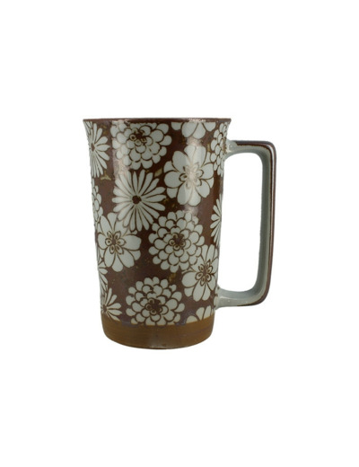 MUG 40cl FLEURS RONDES BRUN - JAPON