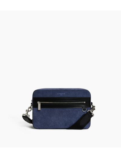 Petite sacoche Emile en cuir suède effet denim
