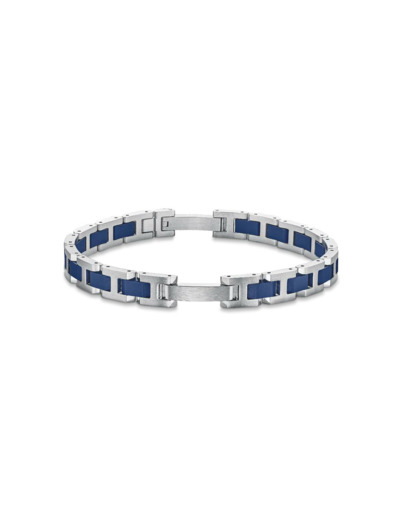 Bracelet Herbelin Cap Camarat en acier brossé et céramique bleue sablée