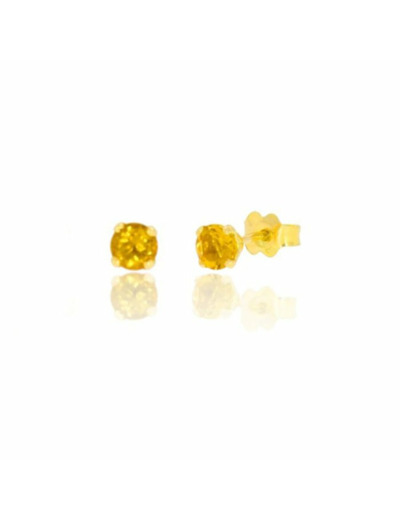 Boucles d'oreilles puces en or jaune et améthyste, 4mm