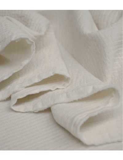 Singulière par Cousette - Tissu Coton brodé "Twin"Couleur Ecru