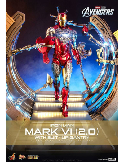 [EXCLU WEB] MARVEL Les Avengers figurine Movie Masterpiece Diecast 1/6 Iron Man Mark VI (2.0) with Suit-Up Gantry 32 cm