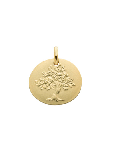 Médaille Arthus Bertrand Galet Arbre de Vie 16 mm en or jaune sablé