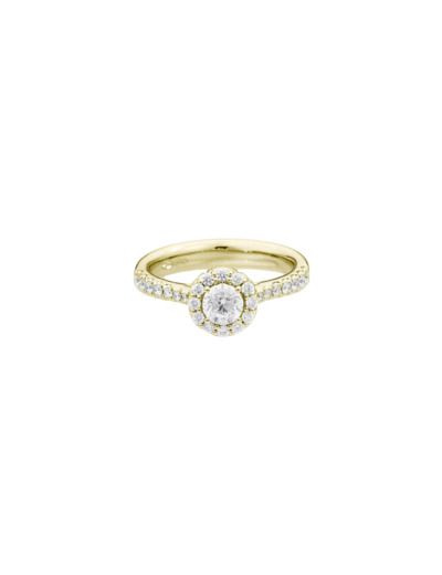Solitaire Recarlo Anniversary Halo en or jaune et diamants naturels 0.55 ct, taille 52