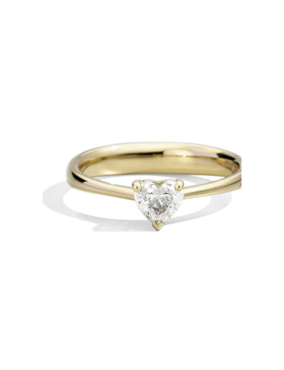 Solitaire Recarlo Anniversary Love en or jaune et Diamant 0.13ct, taille 54