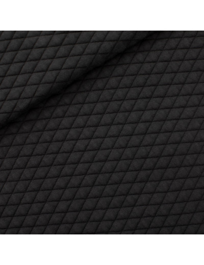 See You at Six - Tissu Maille Matelassé  Piqué Uni Noir