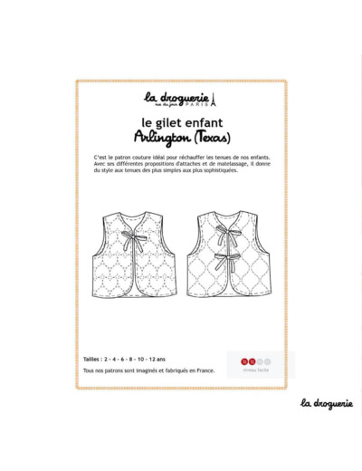 La Droguerie – Patron Enfant Gilet Matelassé "Arlington" du 2 au 12 ans