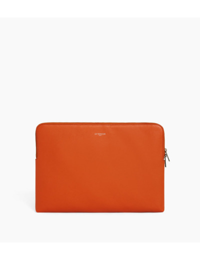 Pochette ordinateur 14" en cuir grainé