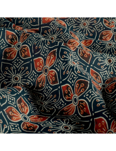 Sélection Coup de coudre - Tissu Batik de Coton "Fleur de Minuit"