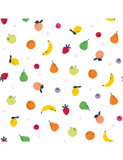 Sélection Coup de coudre - Popeline de Coton Fruits sur le Fond Blanc