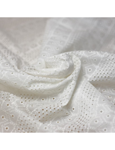 Sélection Coup de Coudre - Tissu Broderie Anglaise Ajouré à Motif Bandes et Bords Festonnés
