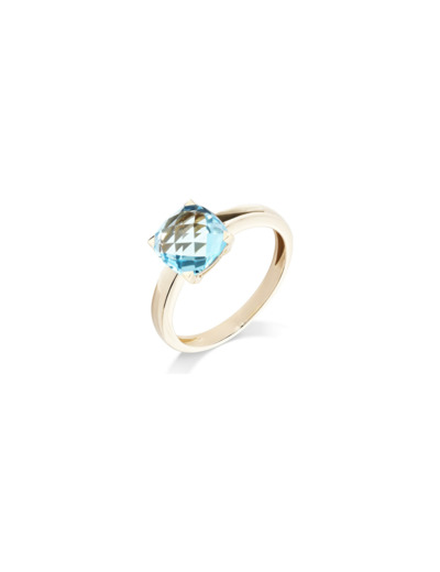 Bague Cesare Pompanon Poppy Blue mini en or rose et topaze sky blue