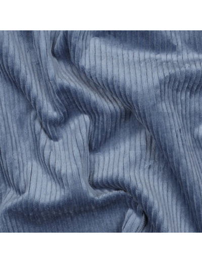 Sélection Coup de Coudre - Velours Côtelé Lavé Extensible – Bleu Jeans – Côtes Moyennes 4 mm