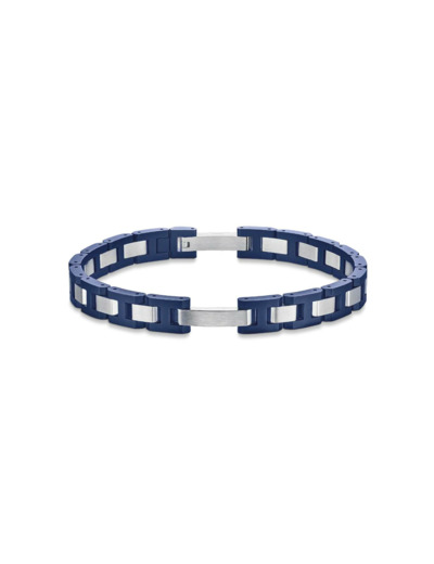 Bracelet Herbelin Cap Camarat en acier brossé et céramique bleue sablée