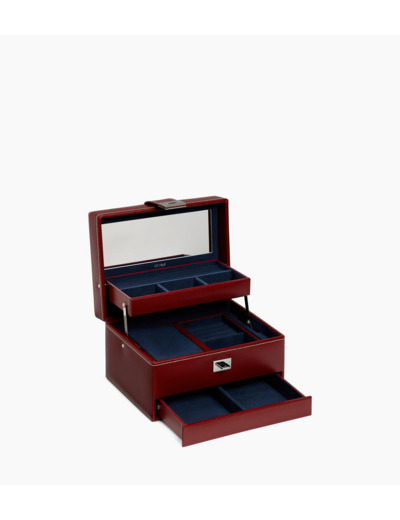 Boîte à bijoux moyen modèle ouverture automatique en cuir