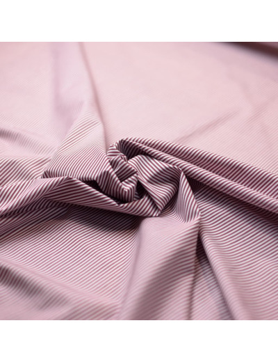 Sélection Coup de coudre - Coton chemise fil à fil – Rayures fines bordeaux et blanches