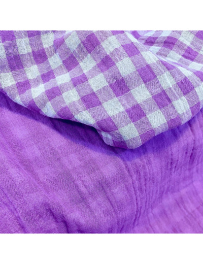 Sélection Coup de coudre - Tissu Double Gaze Vichy Double Face Couleur Lilas