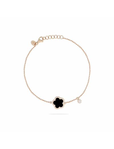 Bracelet Cesare Pompanon Fiore di Mamma pastille diamants en or rose et onyx