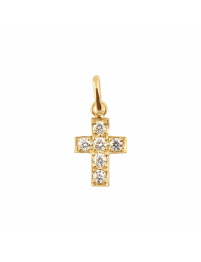 Pendentif Gigi Clozeau Croix en or jaune et diamants