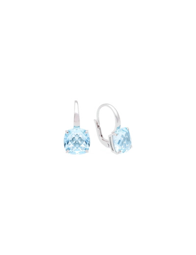 Boucles d'oreilles Cesare Pompanon Poppy Blue en or rose et topaze sky blue