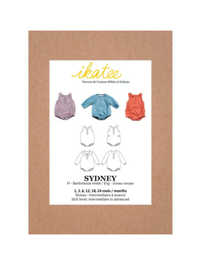 Ikatee – Patron Enfant Barboteuse "Sydney" de 1 à 24 mois