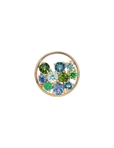 Pendentif Isabelle Langlois Sac de Billes PM en or rose iolite, topaze bleue, tourmaline verte, tsavorite et saphir