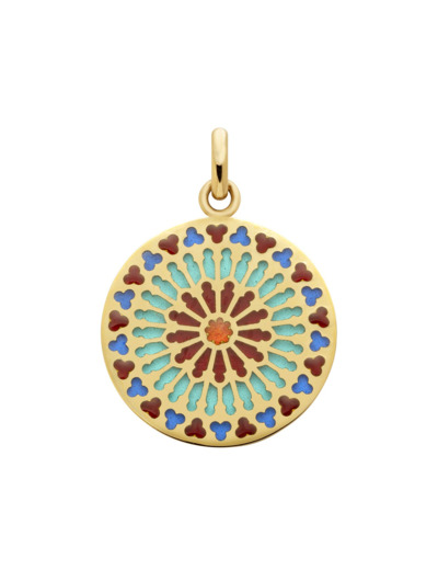 Médaille Arthus Bertrand Notre Dame de Paris Nord 18 mm émail rouge bleu translucide or jaune