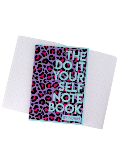 BOHIN Carnet créatif A5 “The Do It Yourself Notebook” – Pop Léopard Violet – 96 pages à points – Format A5