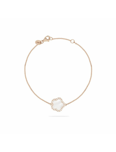 Bracelet Cesare Pompanon Fiore di Mamma entourage diamants en or rose et nacre blanche
