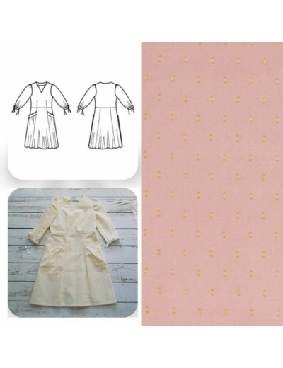 Christine Charles – Kit Couture Robe Eleanora Viscose Plumetis Dorés Couleur Vieux Rose