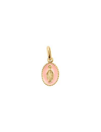 Pendentif Gigi Clozeau Madone en or jaune et résine rose bébé