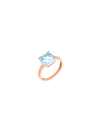 Bague Cesare Pompanon Poppy Blue petit modèle en or rose et topaze sky blue