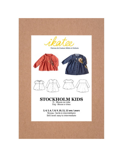 Ikatee – Patron Enfant Blouse ou Robe "Stockholm KIDS" de 3 à 12 ans