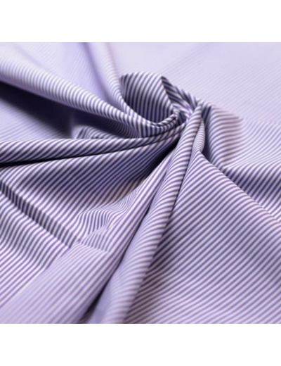 Sélection Coup de coudre - Coton chemise fil à fil – Rayures fines violettes et blanches