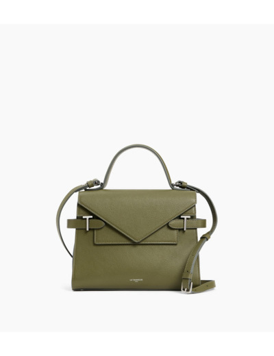 Sac à main double rabat moyen modèle Emilie en cuir grainé