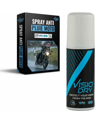 Anti Pluie Casque Moto/Visiere Casque Moto et Velo | Spray Anti Pluie Moto Visiodry Superhydrophobe pour Offrir Une Vision Claire par Temps De Pluie | Aérosol 35ml | VDA050