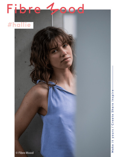 Fibre Mood - Tissu Jacquard de Viscose Satiné "Hallie" Couleur Bleu Lavande Aux Fines Rayures - coupon