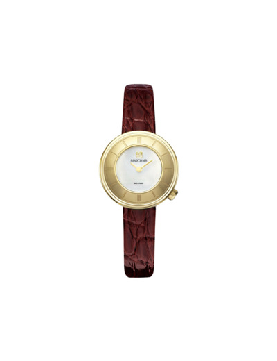 Montre March LA.B Lady Volante Electrique -  Nacre - Alligator Marron