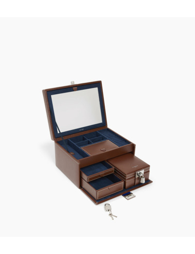 Grande boîte à bijoux en cuir