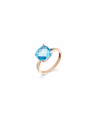 Bague Cesare Pompanon Poppy Blue petit modèle en or rose et topaze swiss blue