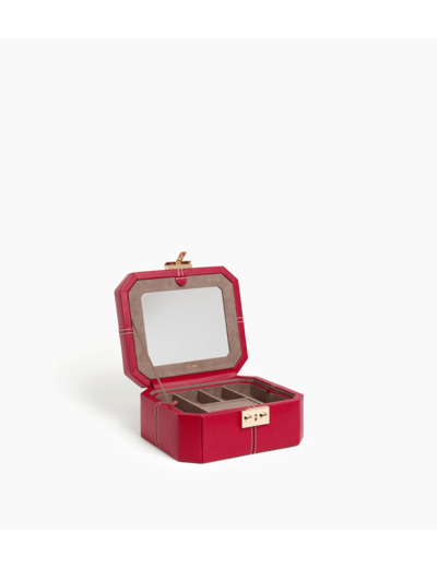 Petite boite à bijoux fermoir T en cuir