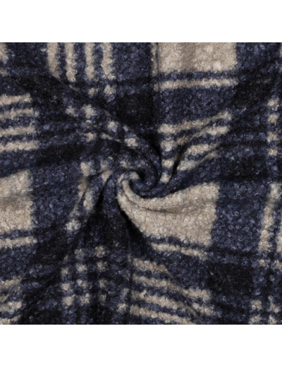 Sélection Coup de Coudre - Tissu Bouclé à Carreaux Bleu Marine