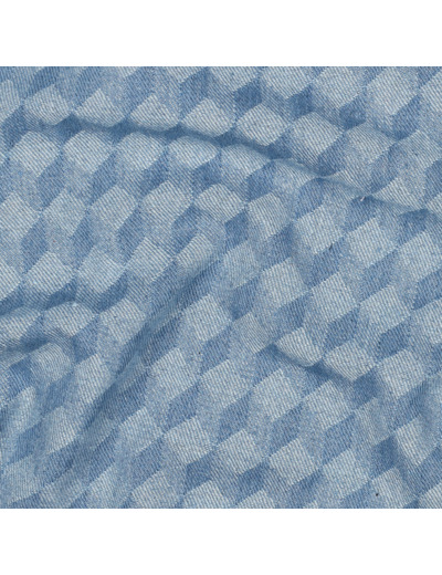Sélection Coup de coudre - Tissu Denim Bleu Clair à Motif Cube 3D