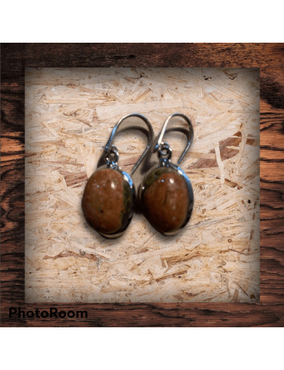 Boucles d'oreilles en Unakite