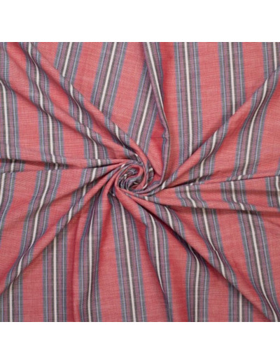 Sélection Coup de coudre - Tissu Jacquard de Coton à Motif Rayures Tissés sur le Fond Rouge
