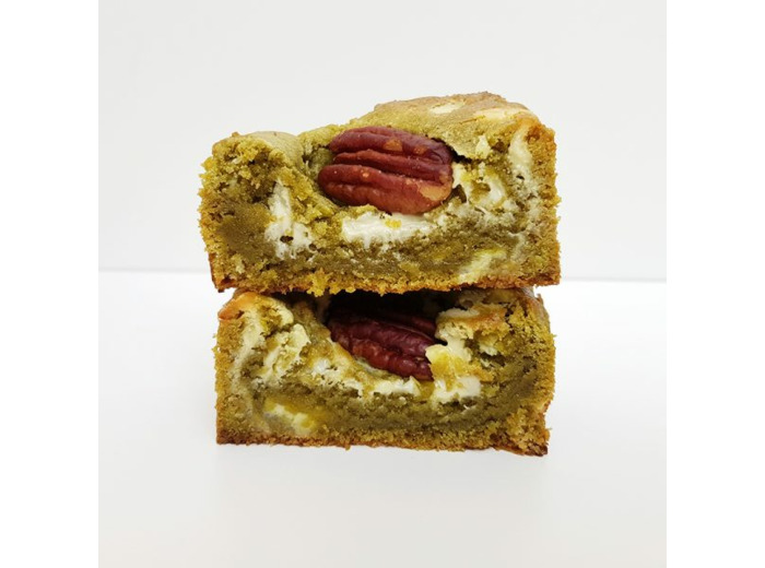 Brookie thé matcha chocolat blanc noix de pécan