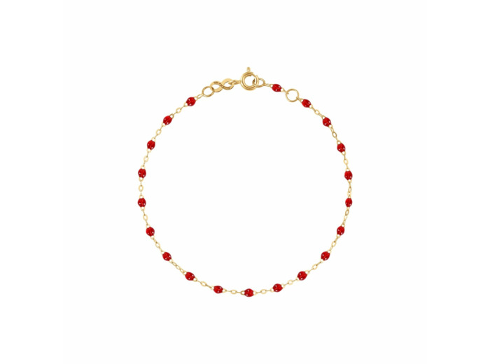 Bracelet Gigi Clozeau Classique en or jaune et résine rouge rubis, 17cm
