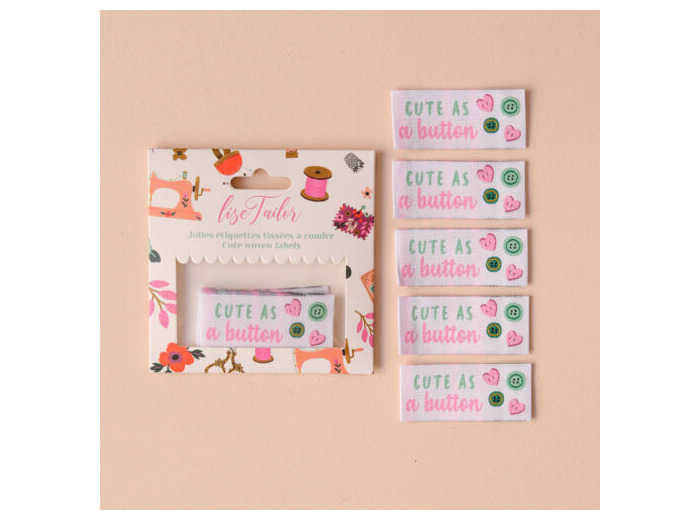 Lise Tailor – Lot 5 Étiquettes Tissées "Cute as a button"